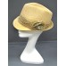 Fedora Straw Hat w/ Lace Trim Corsage - Beige - HT-1184BE